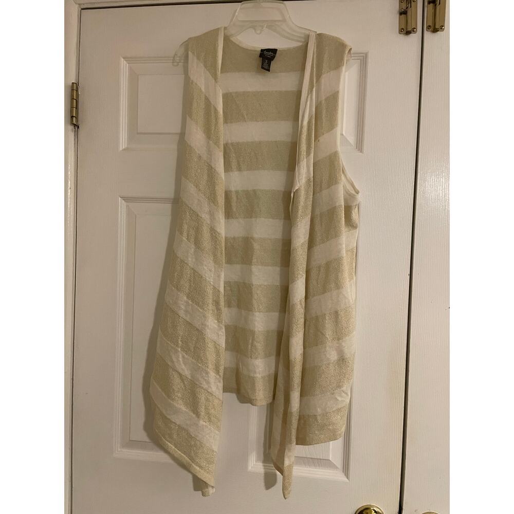 Travelers by Chicos gold and white open sleeveless cardigan vest size 3X